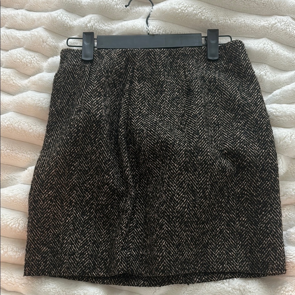 Classic Black and Brown Tweed Skirt
